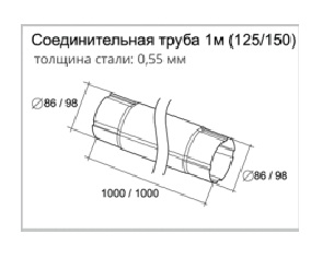 Труба соединительная Гранд Лайн  1м, 100 мм,  RAL 8017