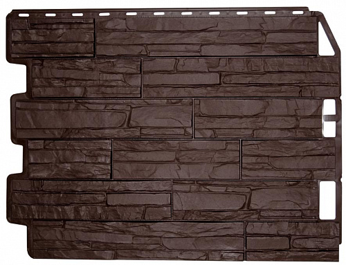 Фасадная панель FineBer Дачный Скол 3D Темно-коричневый